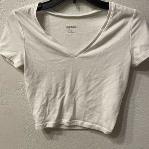 Plain v neck white top